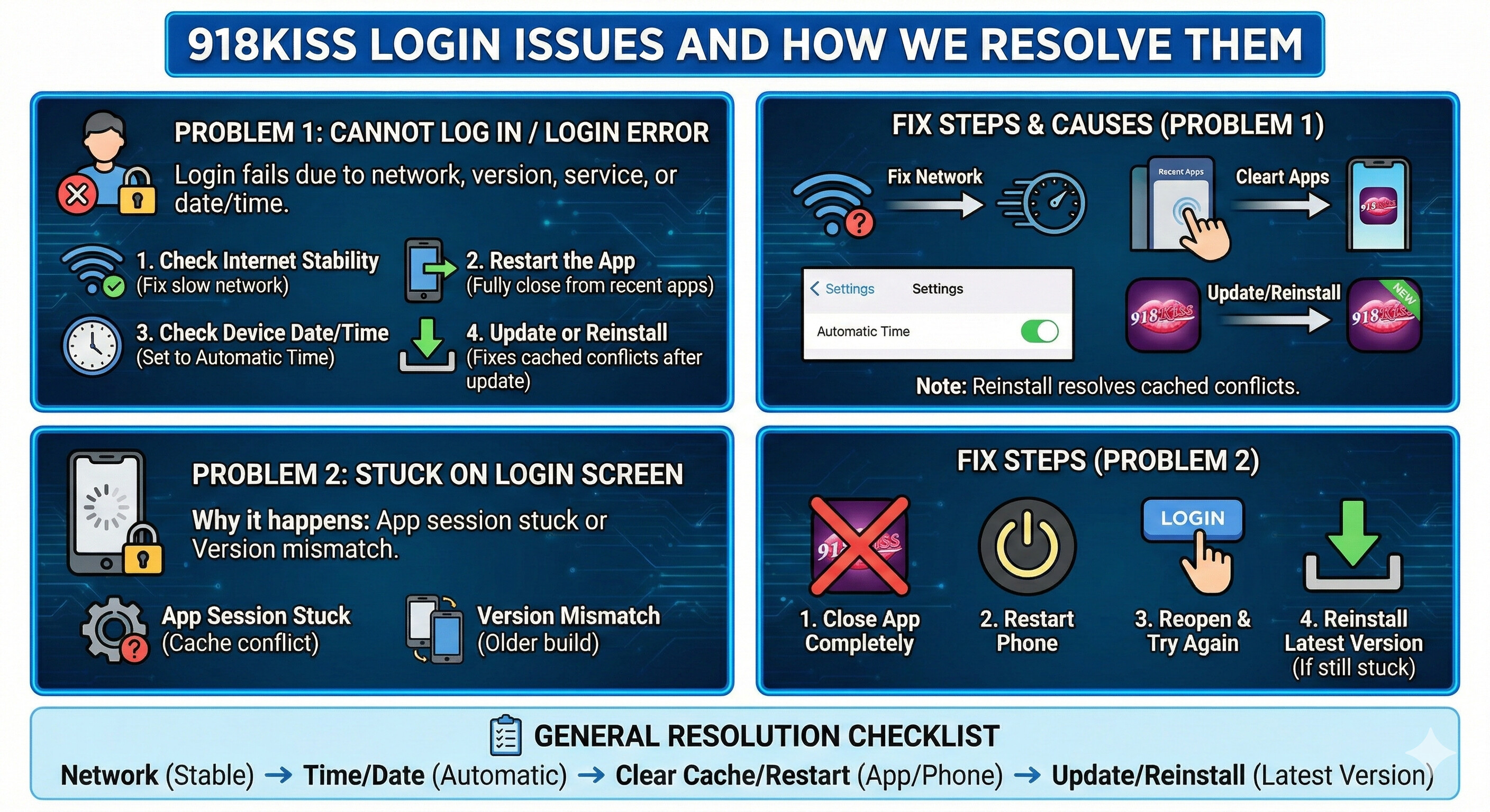 918kiss login issues and the solutions